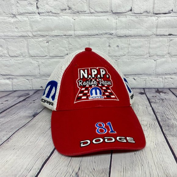 N.P.P Racing Team Hat Cap Strap Back Red White Embroidered Checkered Flag MOPAR - Picture 5 of 13